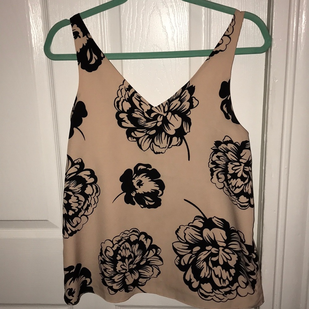 Banana Republic Tan and Black Floral Tank Top